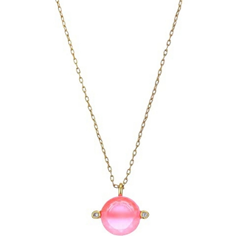 kate spade gold chain necklace with pink pendant